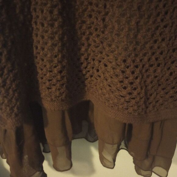 Indigo Soul crochet lace tunic with ruffled hem and see through sleeves - Picture 3 of 10